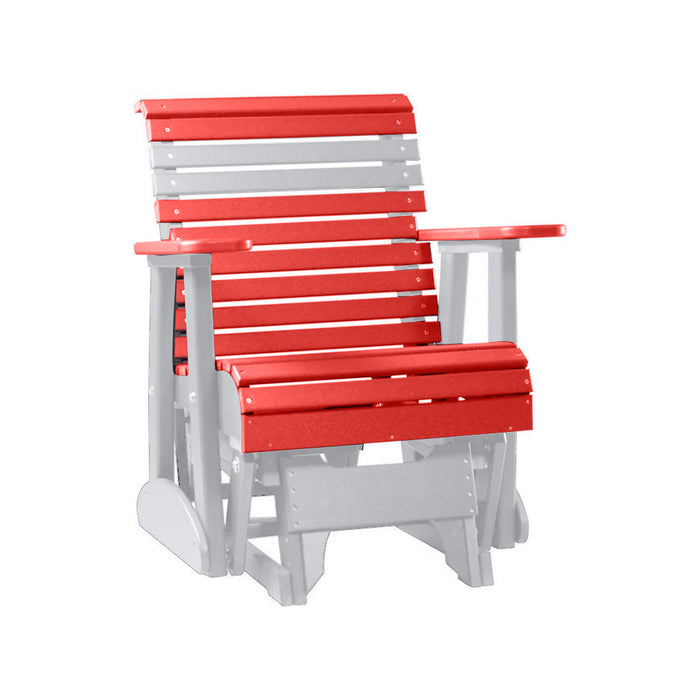 LuxCraft Red 2 foot Rollback Recycled Plastic Glider Chair With Cup Holder