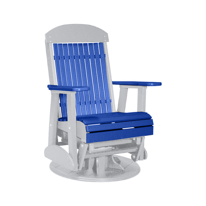 LuxCraft Blue 2 foot Classic Highback Recycled Plastic Swivel Glider Chair
