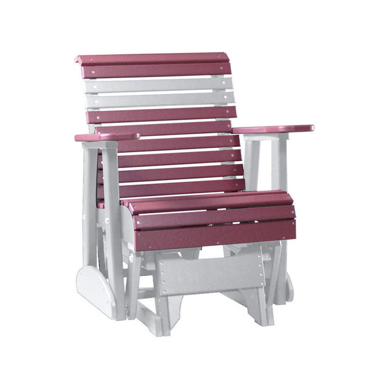 LuxCraft Cherry wood 2 foot Rollback Recycled Plastic Glider Chair With Cup Holder
