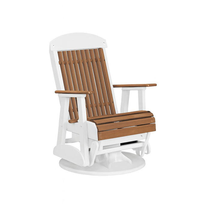 LuxCraft Antique Mahogany 2 foot Classic Highback Recycled Plastic Swivel Glider Chair With Cup Holder