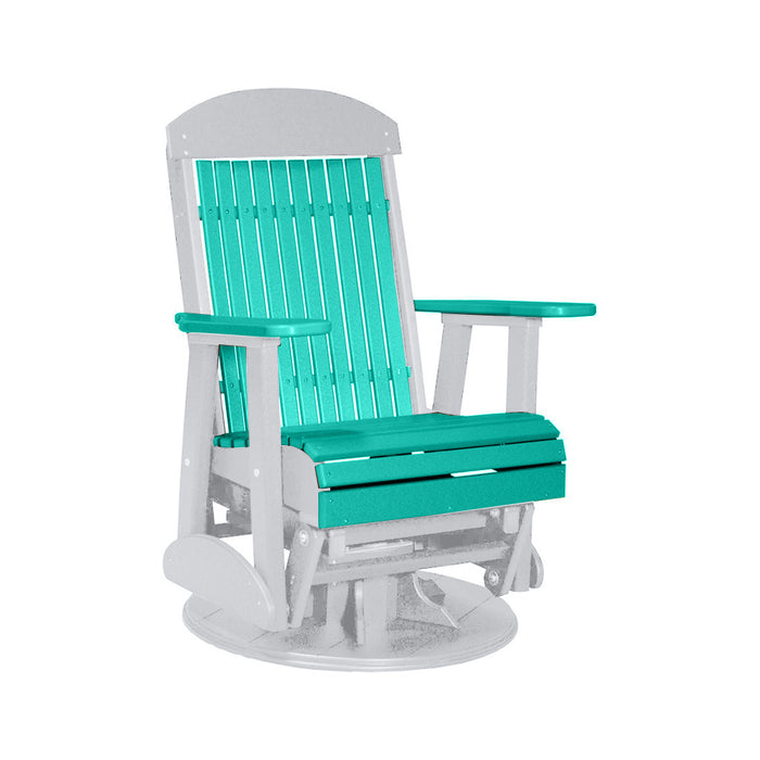 LuxCraft Aruba Blue 2 foot Classic Highback Recycled Plastic Swivel Glider Chair With Cup Holder