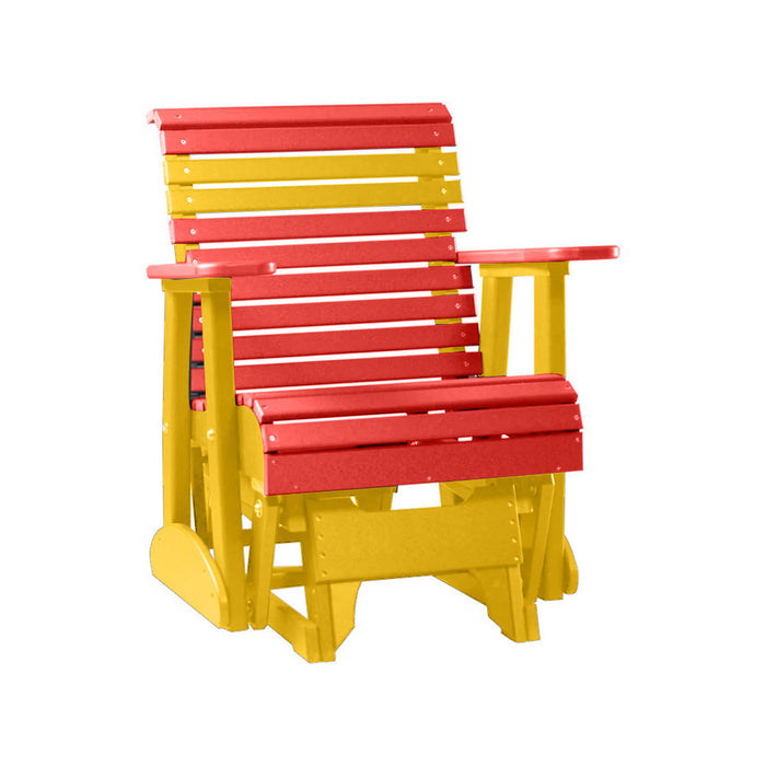 LuxCraft Red 2 foot Rollback Recycled Plastic Glider Chair With Cup Holder