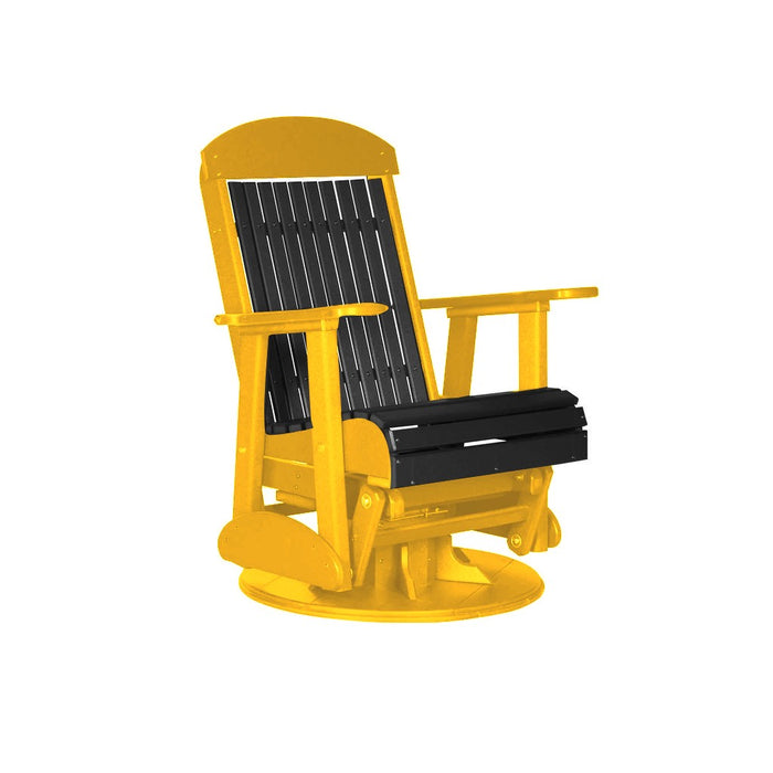 LuxCraft Black 2 foot Classic Highback Recycled Plastic Swivel Glider Chair