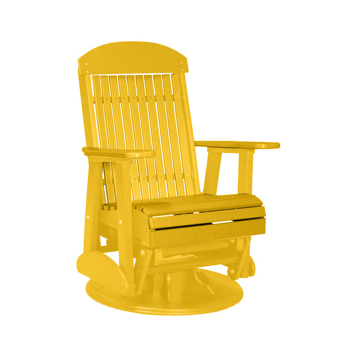 LuxCraft Yellow 2 foot Classic Highback Recycled Plastic Swivel Glider Chair With Cup Holder