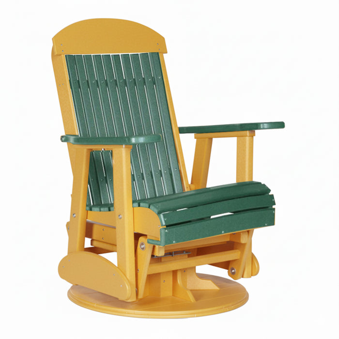 LuxCraft Green 2 foot Classic Highback Recycled Plastic Swivel Glider Chair