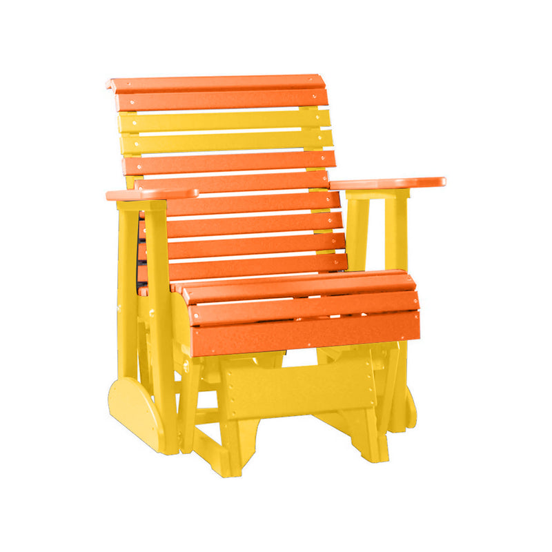 LuxCraft Tangerine 2 foot Rollback Recycled Plastic Glider Chair