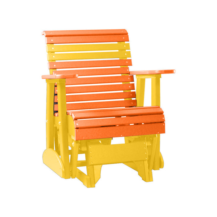 LuxCraft Tangerine 2 foot Rollback Recycled Plastic Glider Chair With Cup Holder