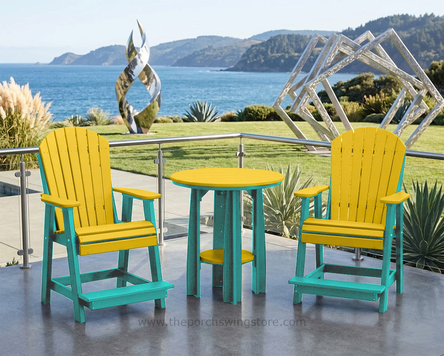 LuxCraft Aruba Blue on Yellow Poly Balcony Table Dining Sets