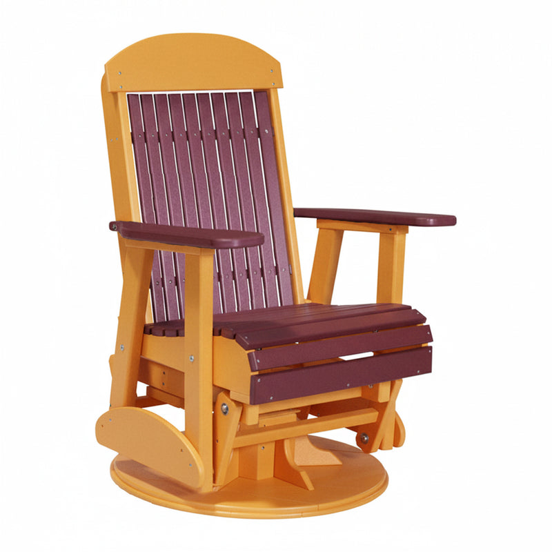 LuxCraft Cherry wood 2 foot Classic Highback Recycled Plastic Swivel Glider Chair With Cup Holder