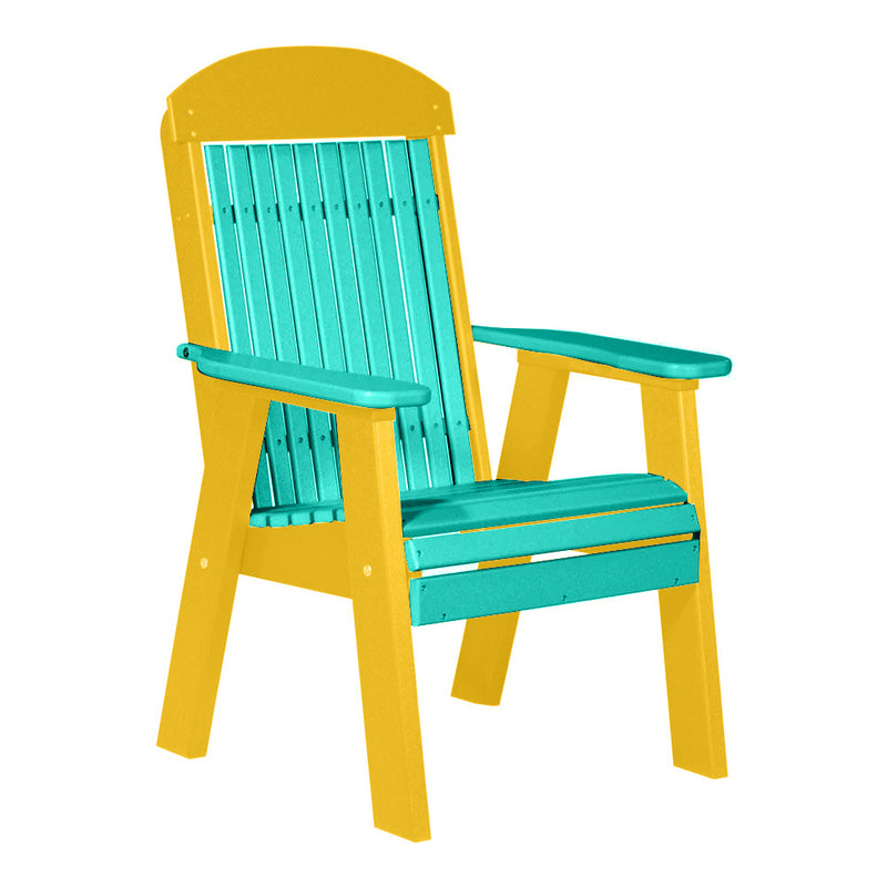 LuxCraft Aruba Blue 2' Classic Highback Recycled Plastic Chair With Cup Holder