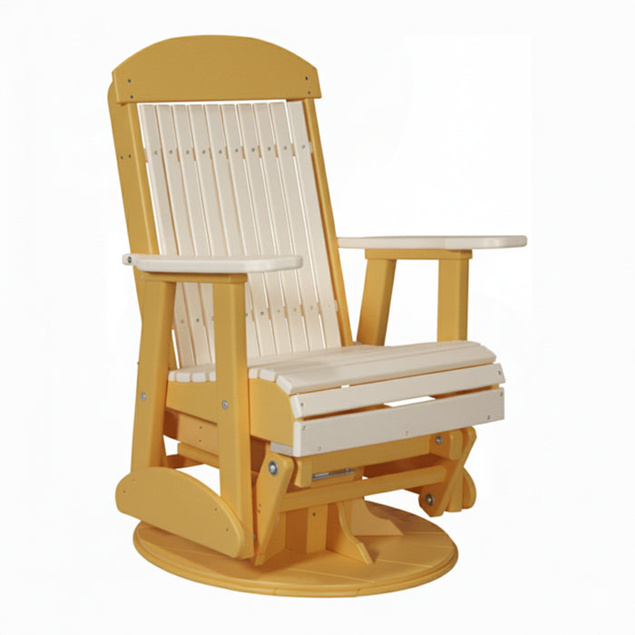 LuxCraft Dove Gary 2 foot Classic Highback Recycled Plastic Swivel Glider Chair