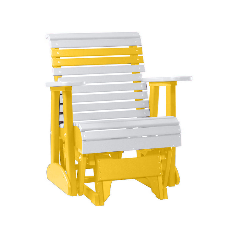 LuxCraft White 2 foot Rollback Recycled Plastic Glider Chair With Cup Holder
