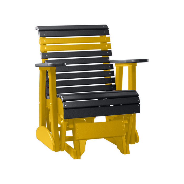 LuxCraft Black 2 foot Rollback Recycled Plastic Glider Chair With Cup Holder