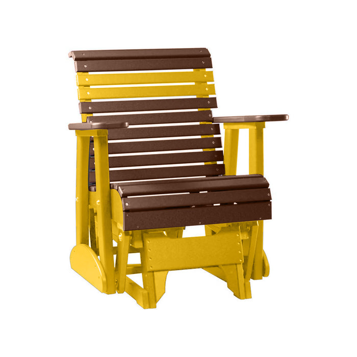 LuxCraft Chestnut Brown 2 foot Rollback Recycled Plastic Glider Chair With Cup Holder