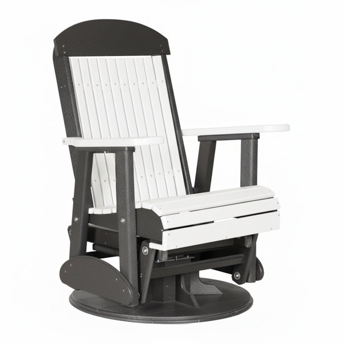 LuxCraft White 2 foot Classic Highback Recycled Plastic Swivel Glider Chair With Cup Holder