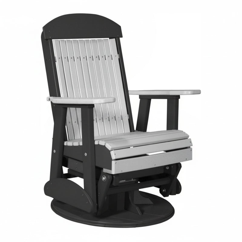 LuxCraft Dove Gary 2 foot Classic Highback Recycled Plastic Swivel Glider Chair