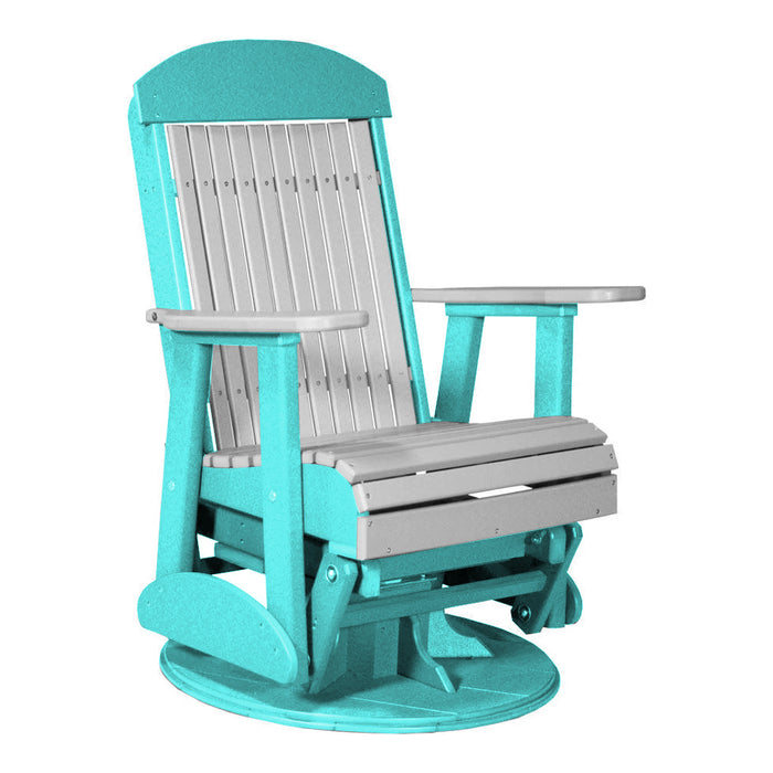 LuxCraft Gray 2 foot Classic Highback Recycled Plastic Swivel Glider Chair