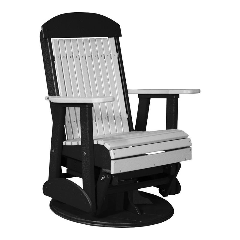 LuxCraft Gray 2 foot Classic Highback Recycled Plastic Swivel Glider Chair With Cup Holder