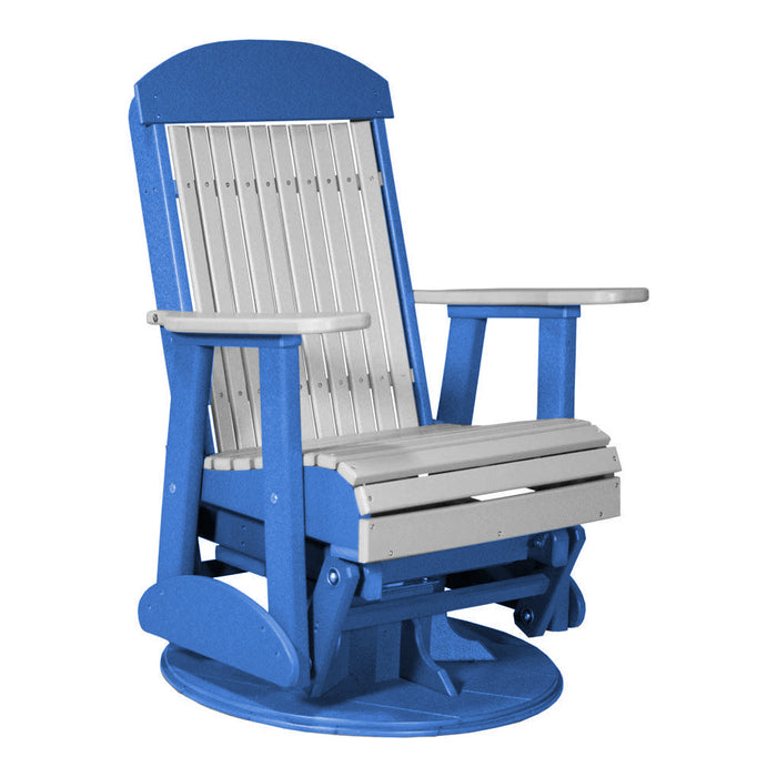 LuxCraft Gray 2 foot Classic Highback Recycled Plastic Swivel Glider Chair