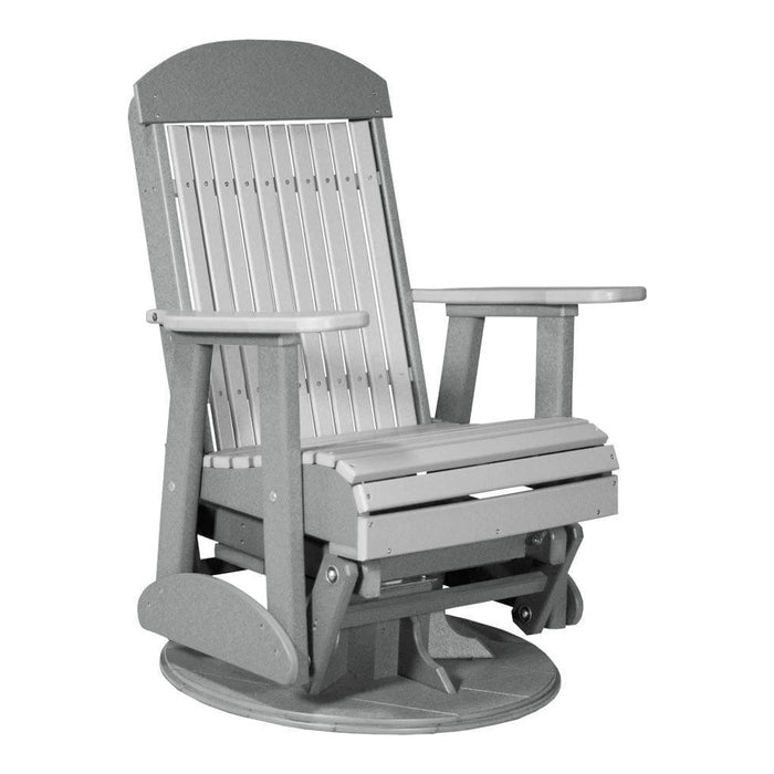 LuxCraft Gray 2 foot Classic Highback Recycled Plastic Swivel Glider Chair