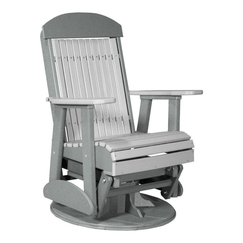 LuxCraft Gray 2 foot Classic Highback Recycled Plastic Swivel Glider Chair With Cup Holder