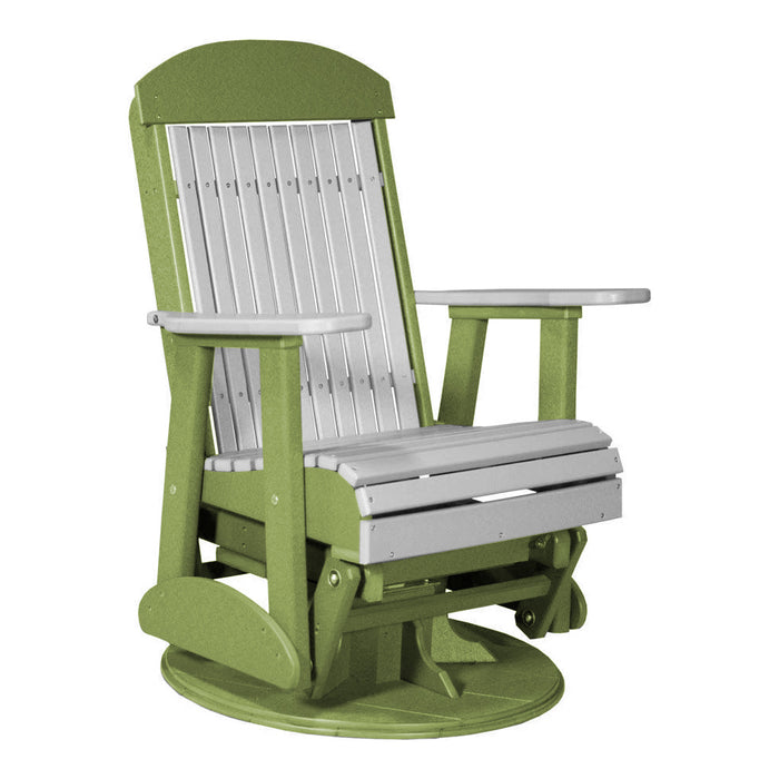 LuxCraft Gray 2 foot Classic Highback Recycled Plastic Swivel Glider Chair