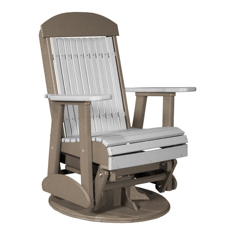 LuxCraft Gray 2 foot Classic Highback Recycled Plastic Swivel Glider Chair With Cup Holder