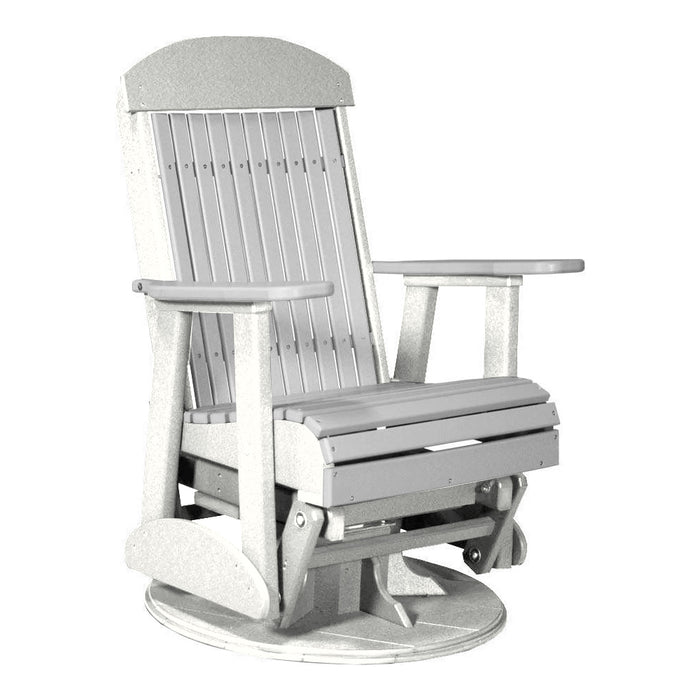 LuxCraft Gray 2 foot Classic Highback Recycled Plastic Swivel Glider Chair