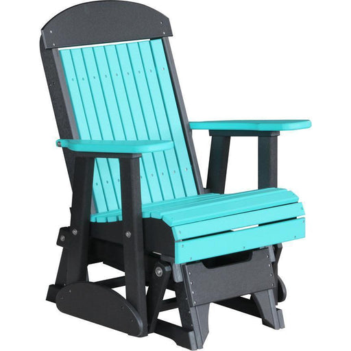 LuxCraft Silla Mecedora Clásica Respaldo Alto 2 Pies — Azul Aruba sobre Negro