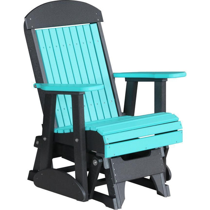 LuxCraft Silla Mecedora Clásica Respaldo Alto 2 Pies — Azul Aruba sobre Negro