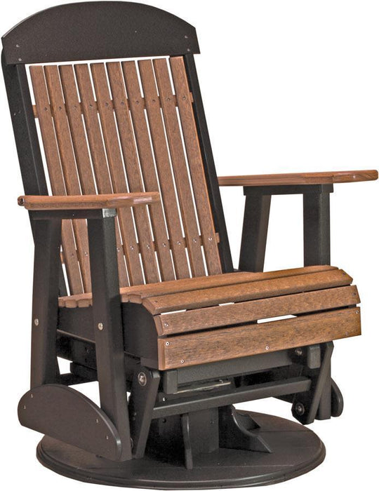 LuxCraft Silla Giratoria Mecedora Clásica — Caoba Antigua sobre Negro