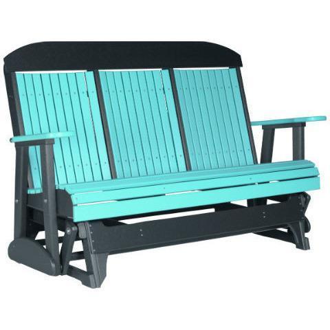 LuxCraft Banco Mecedora Respaldo Alto 5 Pies — Azul Aruba sobre Negro