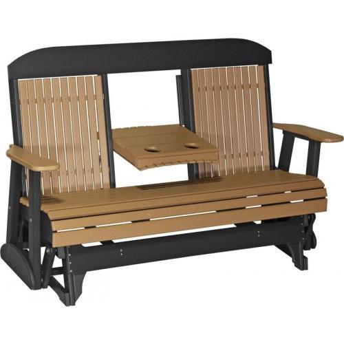 LuxCraft Banco Mecedora Respaldo Alto 5 Pies — Cedro sobre Negro