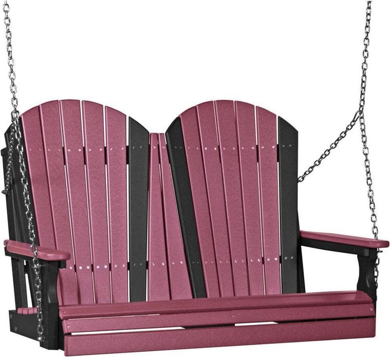 LuxCraft Columpio de Porche Adirondack 4 Pies — Cherrywood sobre Negro