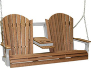 LuxCraft LuxCraft Antique Mahogany Adirondack 5ft. Recycled Plastic Porch Swing With Cup Holder Porch Swing