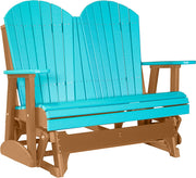 LuxCraft LuxCraft Aruba Blue 4 ft. Recycled Plastic Adirondack Outdoor Glider Aruba Blue on Cedar Adirondack Glider 4APGABC