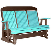 LuxCraft LuxCraft Aruba Blue 5 ft. Recycled Plastic Highback Outdoor Glider Aruba Blue on Chestnut Brown Highback Glider 5CPGBCB