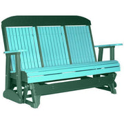 LuxCraft LuxCraft Aruba Blue 5 ft. Recycled Plastic Highback Outdoor Glider Aruba Blue on Green Highback Glider 5CPGBG