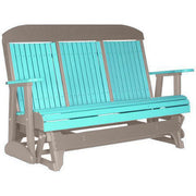 LuxCraft LuxCraft Aruba Blue 5 ft. Recycled Plastic Highback Outdoor Glider Aruba Blue on Weatherwood Highback Glider 5CPGBWW