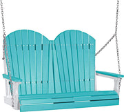 LuxCraft LuxCraft Aruba Blue Adirondack 4ft. Recycled Plastic Porch Swing Aruba Blue on White / Adirondack Porch Swing Porch Swing 4APSABWH