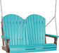 LuxCraft LuxCraft Aruba Blue Adirondack 4ft. Recycled Plastic Porch Swing With Cup Holder Aruba Blue on Chestnut Brown / Adirondack Porch Swing Porch Swing 4APSABCB-CH