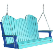 LuxCraft LuxCraft Aruba Blue Adirondack 5ft. Recycled Plastic Porch Swing With Cup Holder Aruba Blue on Blue / Adirondack Porch Swing Porch Swing 5APSABBL-CH