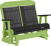 LuxCraft LuxCraft Black 4 ft. Recycled Plastic Highback Outdoor Glider Bench Black Lime Green Highback Glider 4CPGBKLG