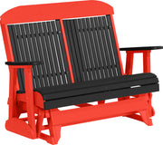 LuxCraft LuxCraft Black 4 ft. Recycled Plastic Highback Outdoor Glider Bench Black Red Highback Glider 4CPGBKR