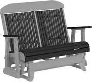 LuxCraft LuxCraft Black 4 ft. Recycled Plastic Highback Outdoor Glider Bench With Cup Holder Black Gray Highback Glider 4CPGBKGR-CH