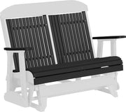 LuxCraft LuxCraft Black 4 ft. Recycled Plastic Highback Outdoor Glider Bench With Cup Holder Black White Highback Glider 4CPGBKWH-CH