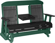 LuxCraft LuxCraft Black 5 ft. Recycled Plastic Highback Outdoor Glider With Cup Holder Black on Green Highback Glider 5CPGBKG-CH