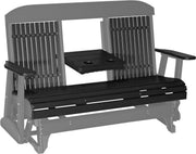 LuxCraft LuxCraft Black 5 ft. Recycled Plastic Highback Outdoor Glider With Cup Holder Black on Slate Highback Glider 5CPGBKS-CH