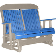 LuxCraft LuxCraft Blue 4 ft. Recycled Plastic Highback Outdoor Glider Bench With Cup Holder Blue on Weatherwood Highback Glider 4CPGBWW-CH