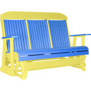 LuxCraft LuxCraft Blue 5 ft. Recycled Plastic Highback Outdoor Glider Blue on Yellow Highback Glider 5CPGBY